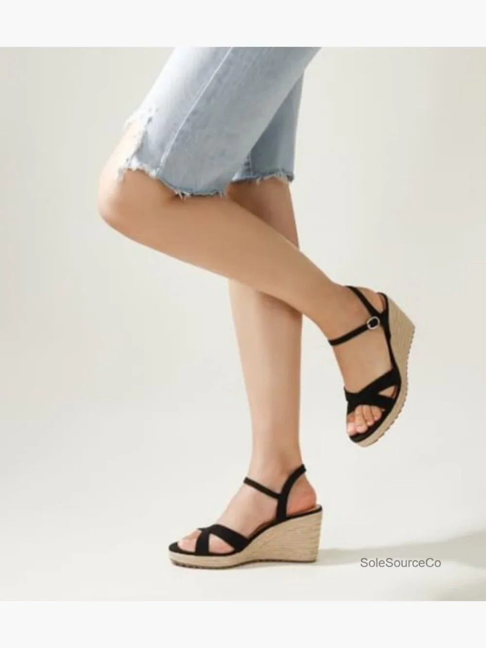 Wedge Sandals Women Espadrille Platform High Heel Open Toe Ankle Strap Summer